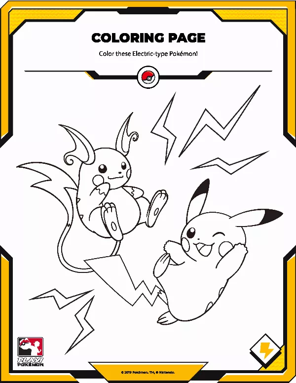 Electric Pokémon Colouring Sheet